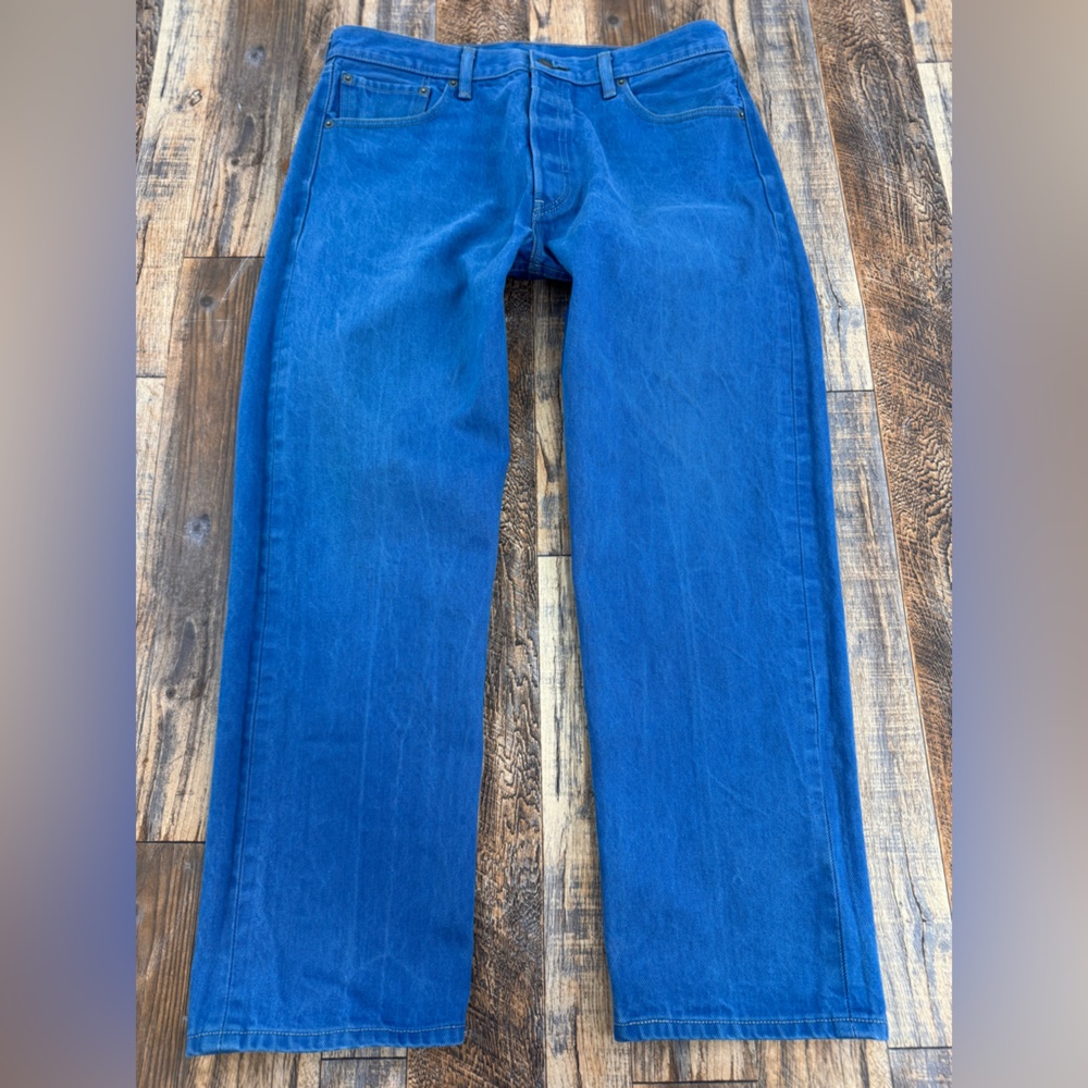 Levi's 501 Men's Jeans, Size 36x30 Aqua Blue Button Fly Straight Leg